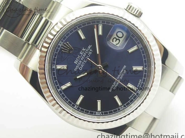 0206 DateJust 36 SS 116234 Fluted Bezel DJF Best Edition Blue Dial Stick Markers on SS Oyster Bracelet A Affordable 3373